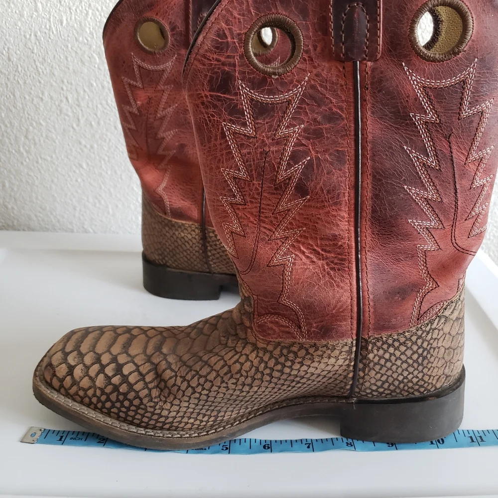 #Smoky Mountains Mens Western Rodeo Farm Cowboy Square Leather Boots